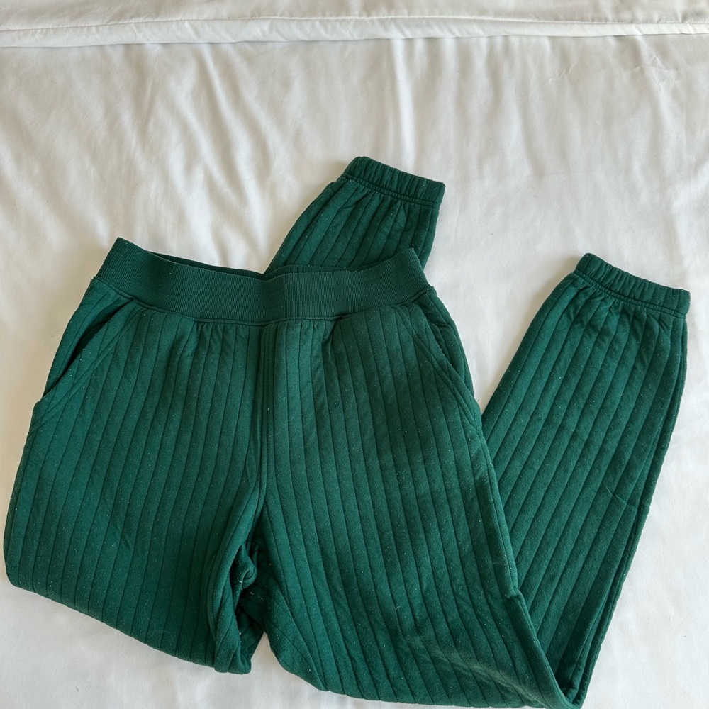 Green Ribbed Joggers